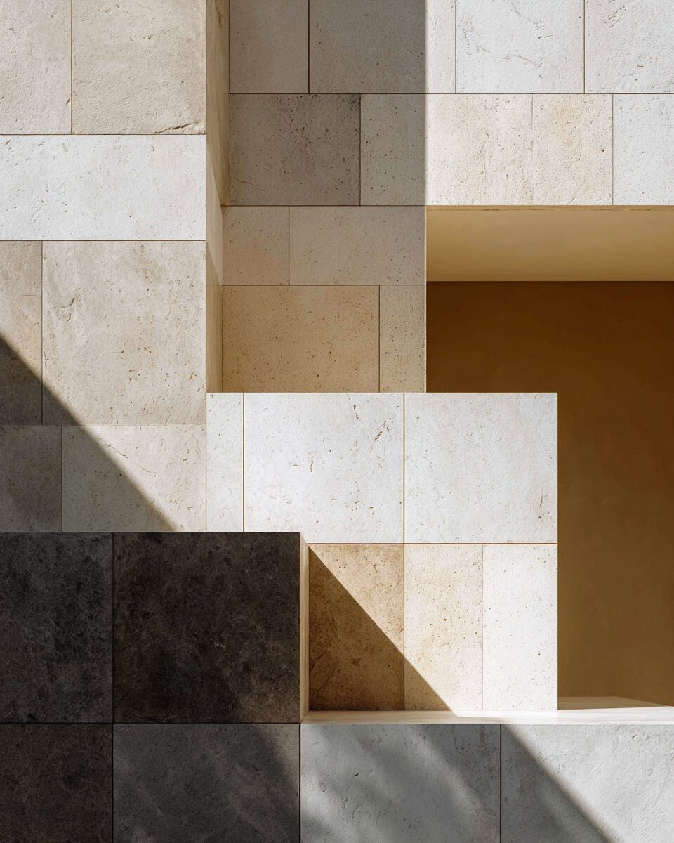 Tier 1, your cleaning contract is working for you Balanced sculptural arrangement of stone planes representing a Tier 1 commercial cleaning contract that is working as intended.